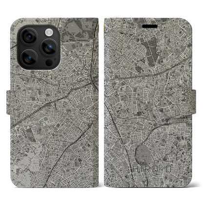 【広尾（東京都）】地図柄iPhoneケース（手帳タイプ）モノトーン・iPhone 16 用