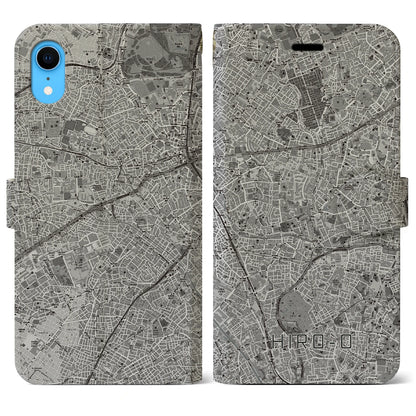 【広尾（東京都）】地図柄iPhoneケース（手帳タイプ）モノトーン・iPhone XR 用