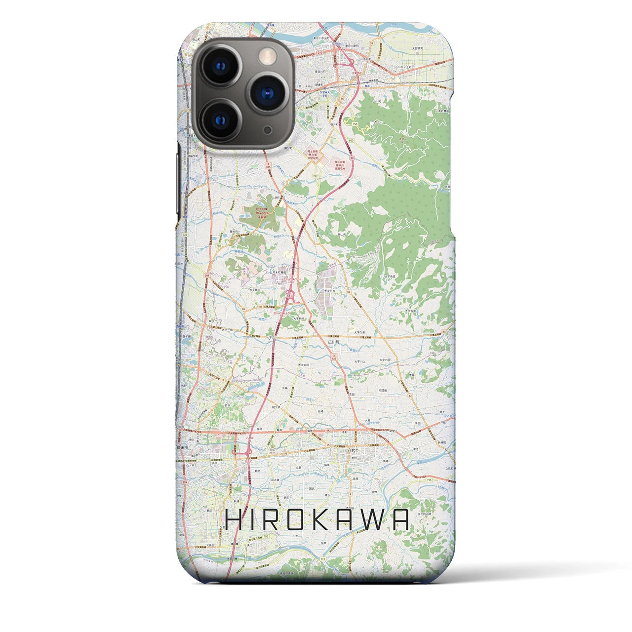 【広川（福岡県）】地図柄iPhoneケース（バックカバータイプ）