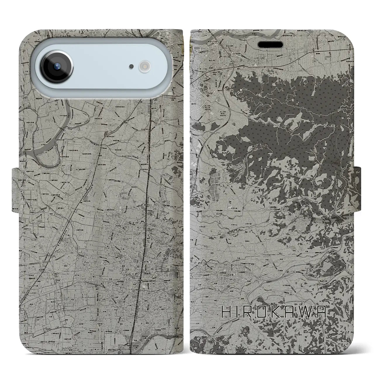 【広川（福岡県）】地図柄iPhoneケース（手帳タイプ）