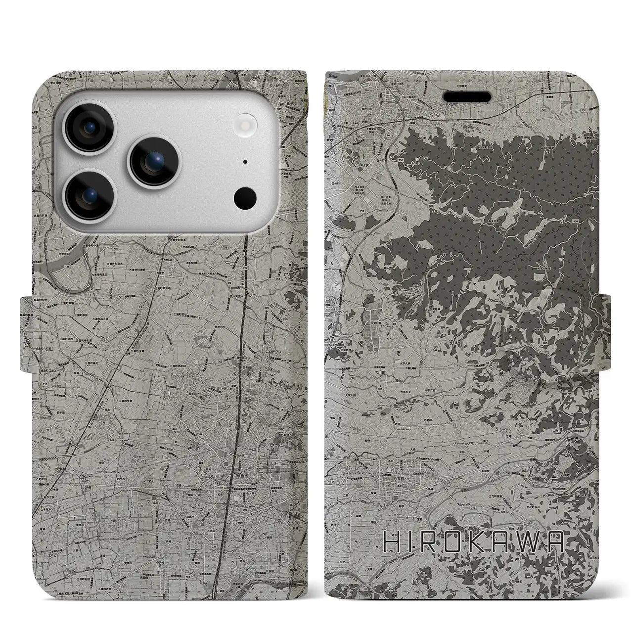 【広川（福岡県）】地図柄iPhoneケース（手帳タイプ）