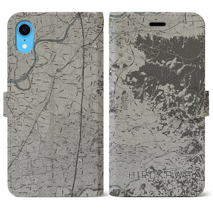 【広川（福岡県）】地図柄iPhoneケース（手帳タイプ）モノトーン・iPhone XR 用