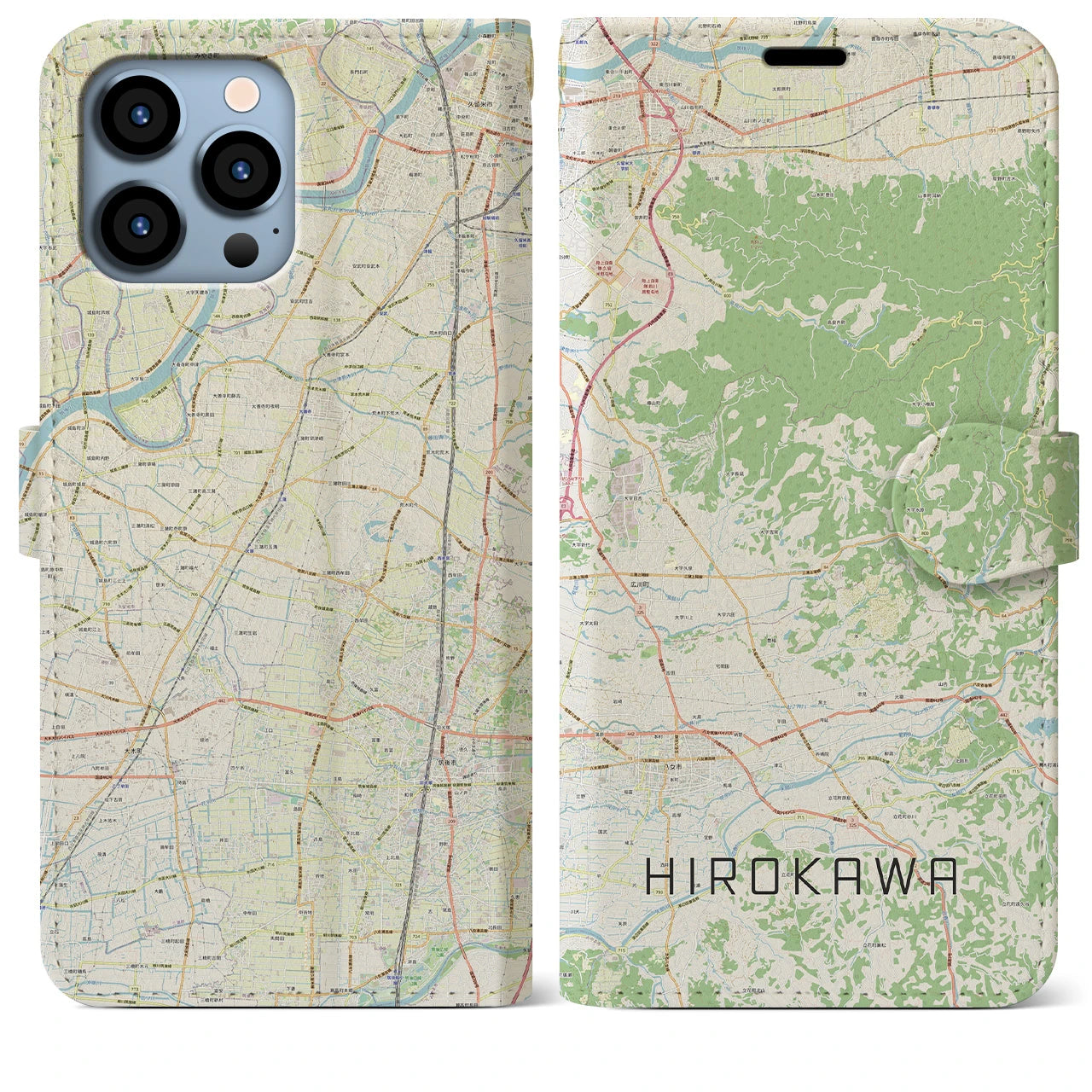 【広川（福岡県）】地図柄iPhoneケース（手帳タイプ）