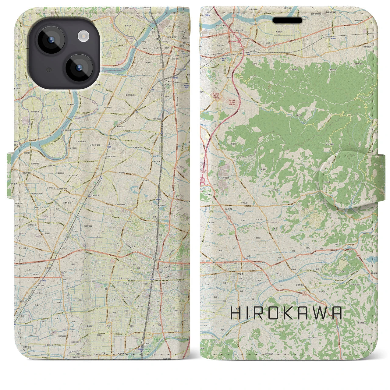 【広川（福岡県）】地図柄iPhoneケース（手帳タイプ）