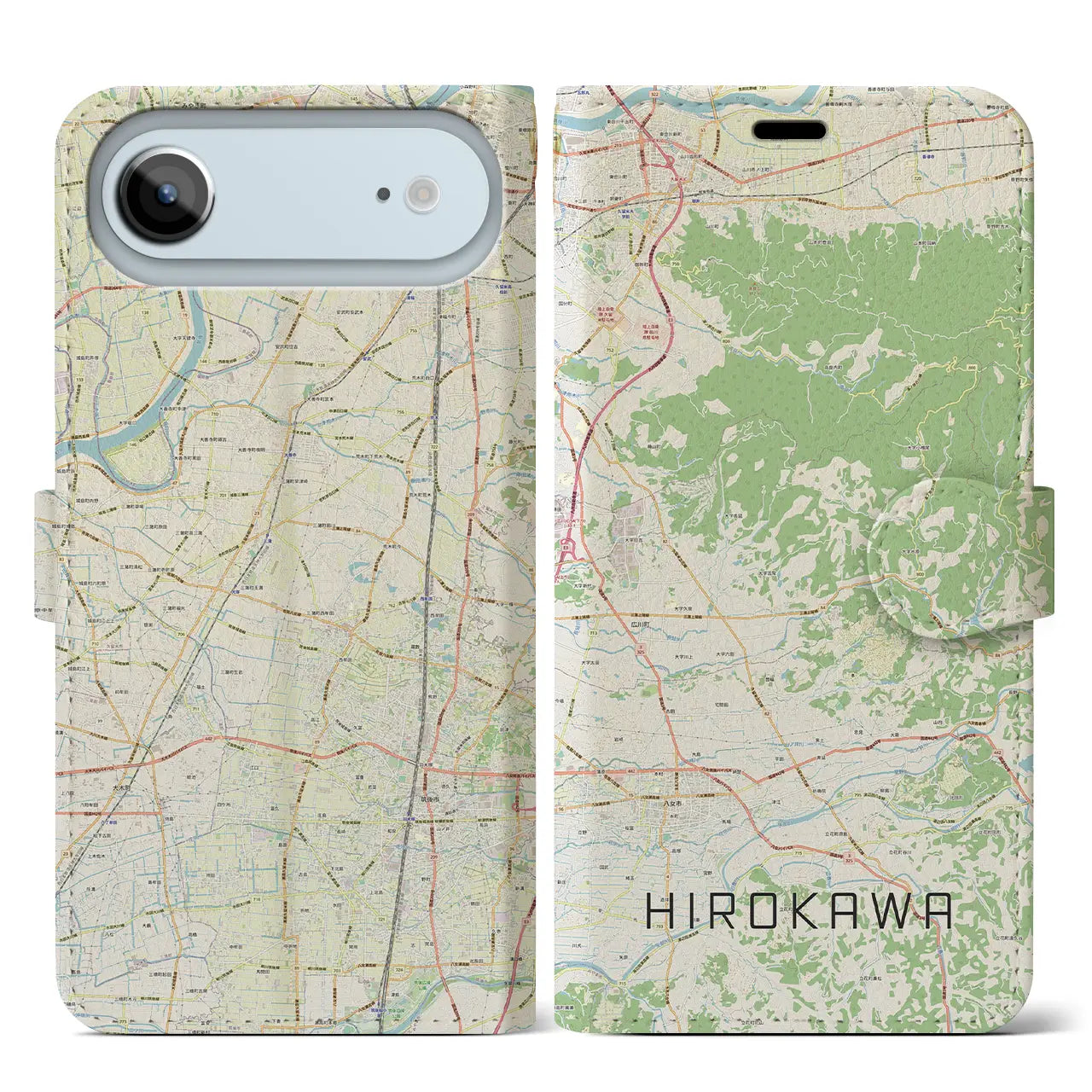 【広川（福岡県）】地図柄iPhoneケース（手帳タイプ）