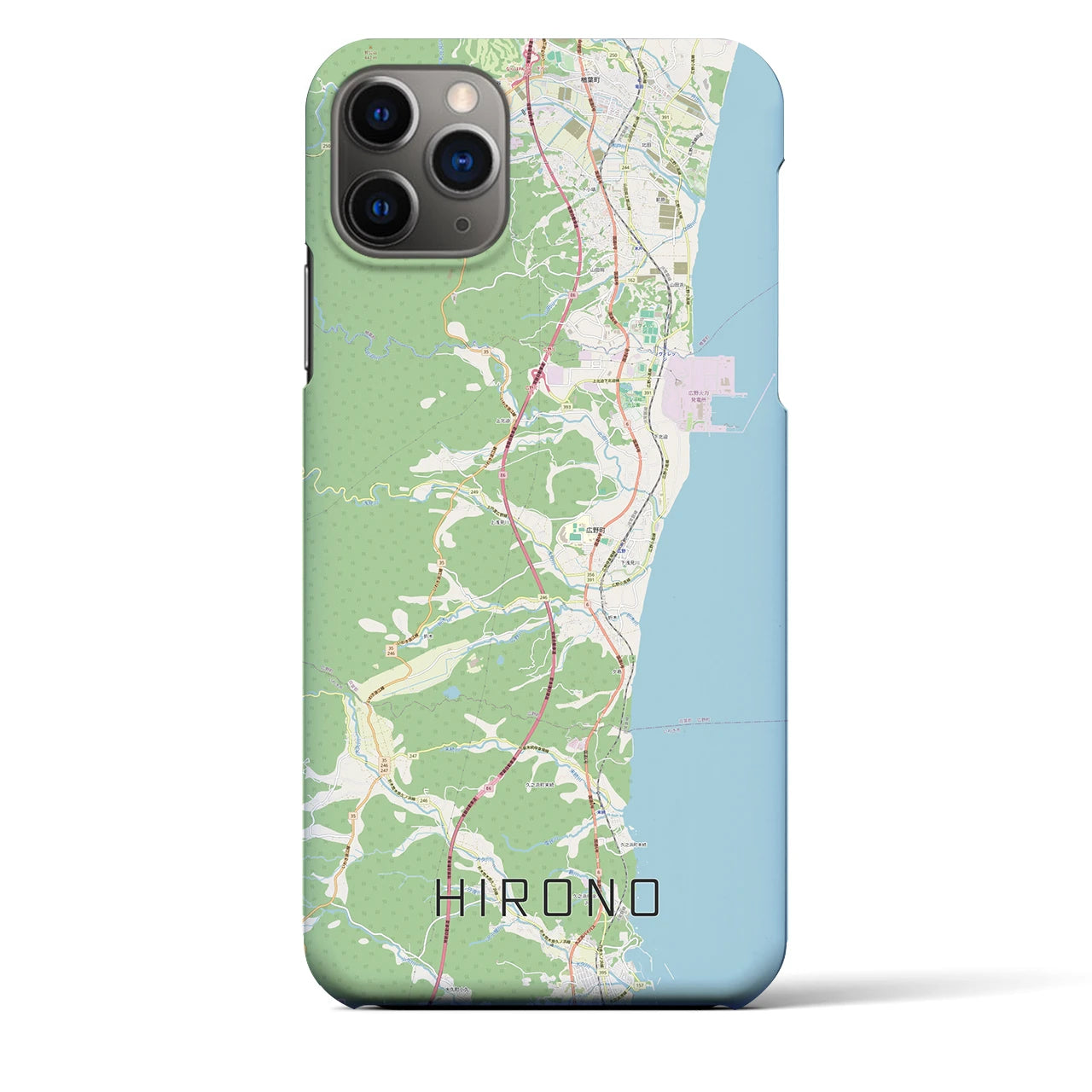 【広野】地図柄iPhoneケース（バックカバータイプ・ナチュラル）iPhone 11 Pro Max 用