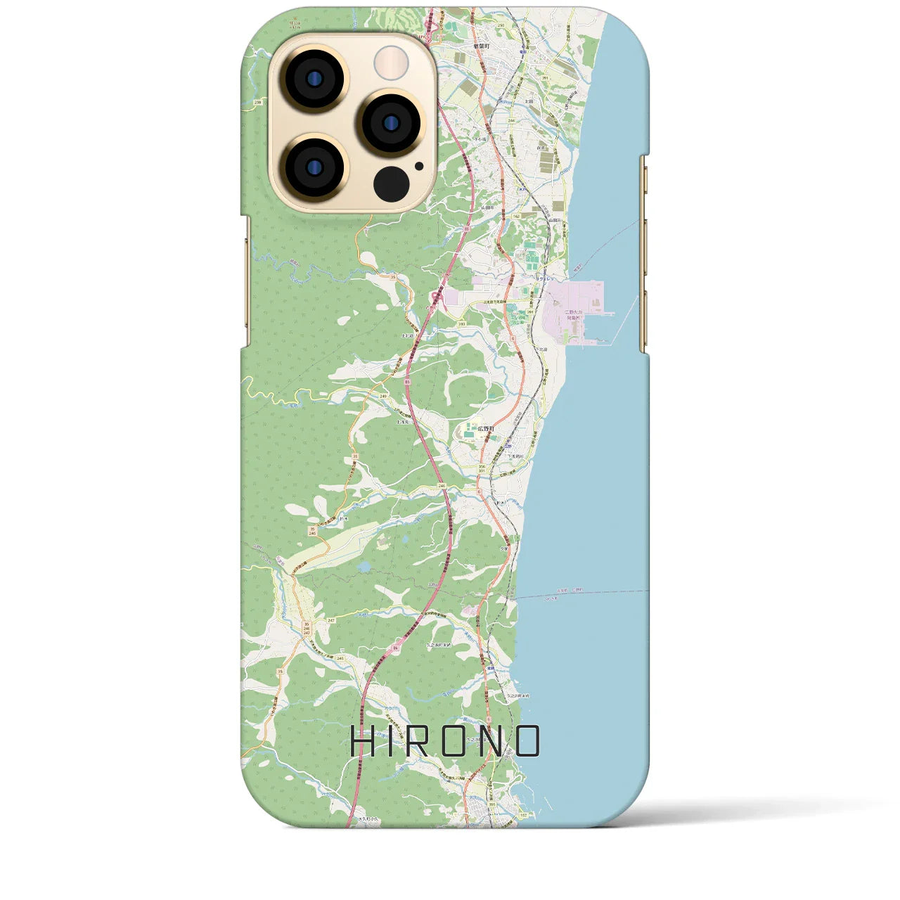 【広野（福島県）】地図柄iPhoneケース（バックカバータイプ）