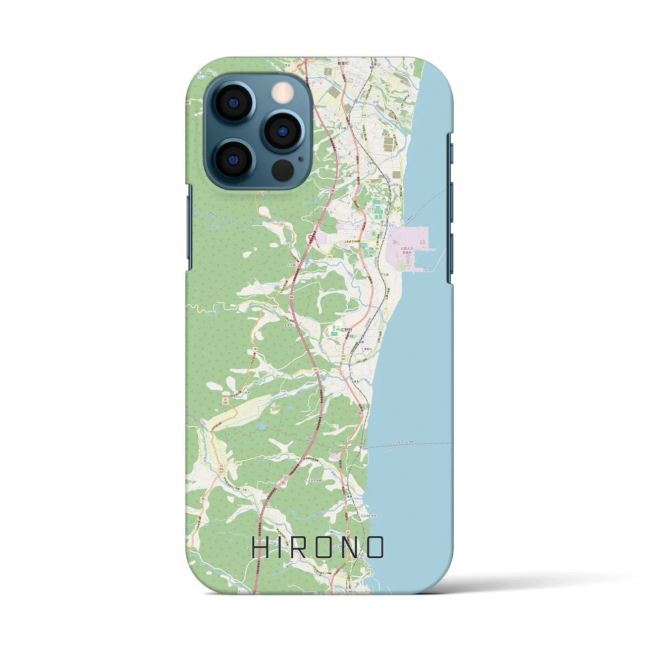 【広野（福島県）】地図柄iPhoneケース（バックカバータイプ）