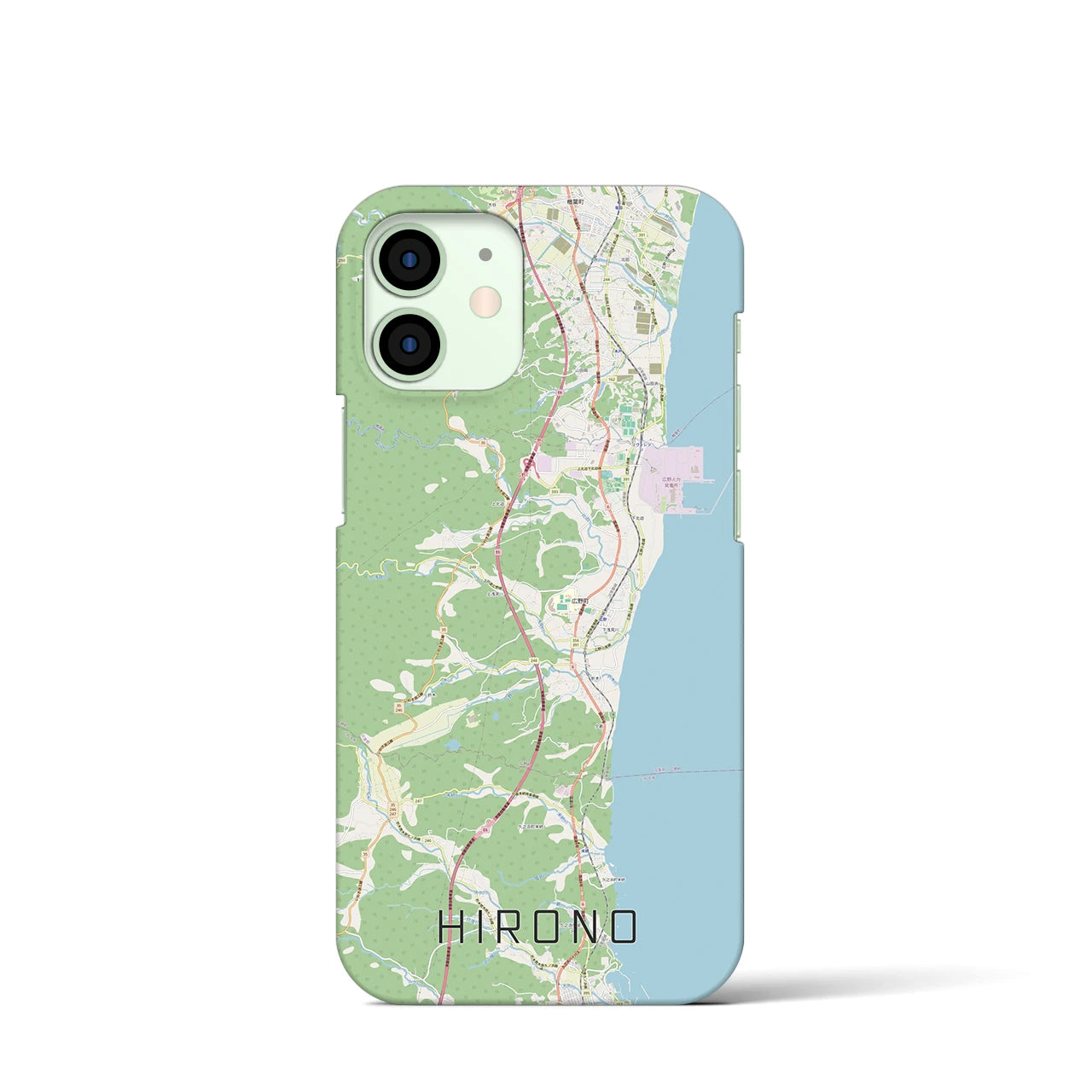 【広野】地図柄iPhoneケース（バックカバータイプ・ナチュラル）iPhone 12 mini 用