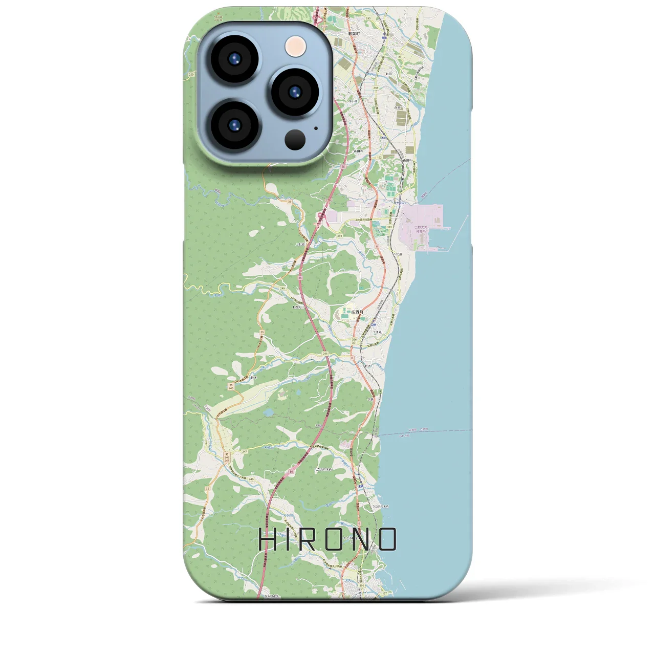 【広野（福島県）】地図柄iPhoneケース（バックカバータイプ）