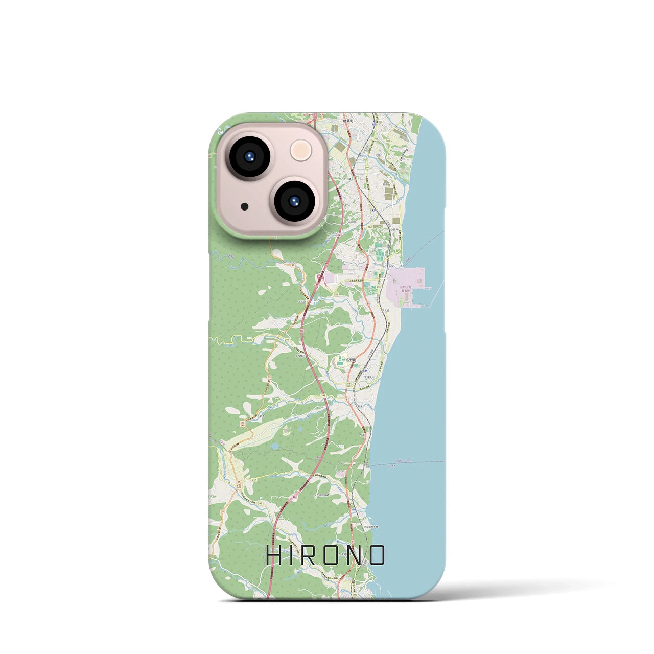 【広野】地図柄iPhoneケース（バックカバータイプ・ナチュラル）iPhone 13 mini 用