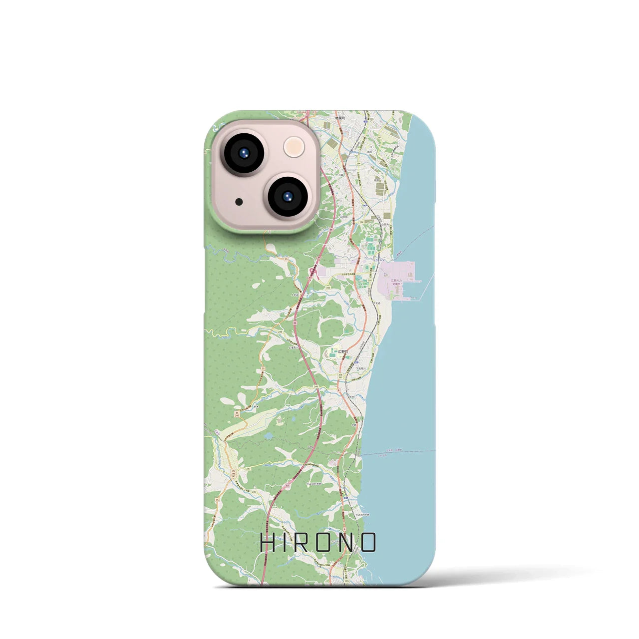 【広野（福島県）】地図柄iPhoneケース（バックカバータイプ）