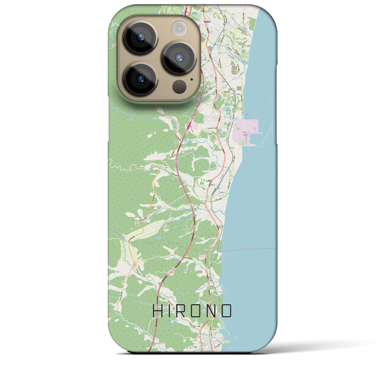 【広野】地図柄iPhoneケース（バックカバータイプ・ナチュラル）iPhone 14 Pro Max 用