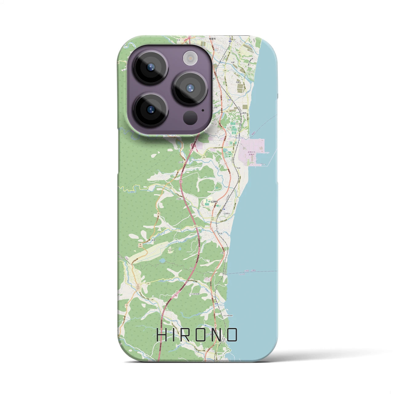 【広野】地図柄iPhoneケース（バックカバータイプ・ナチュラル）iPhone 14 Pro 用