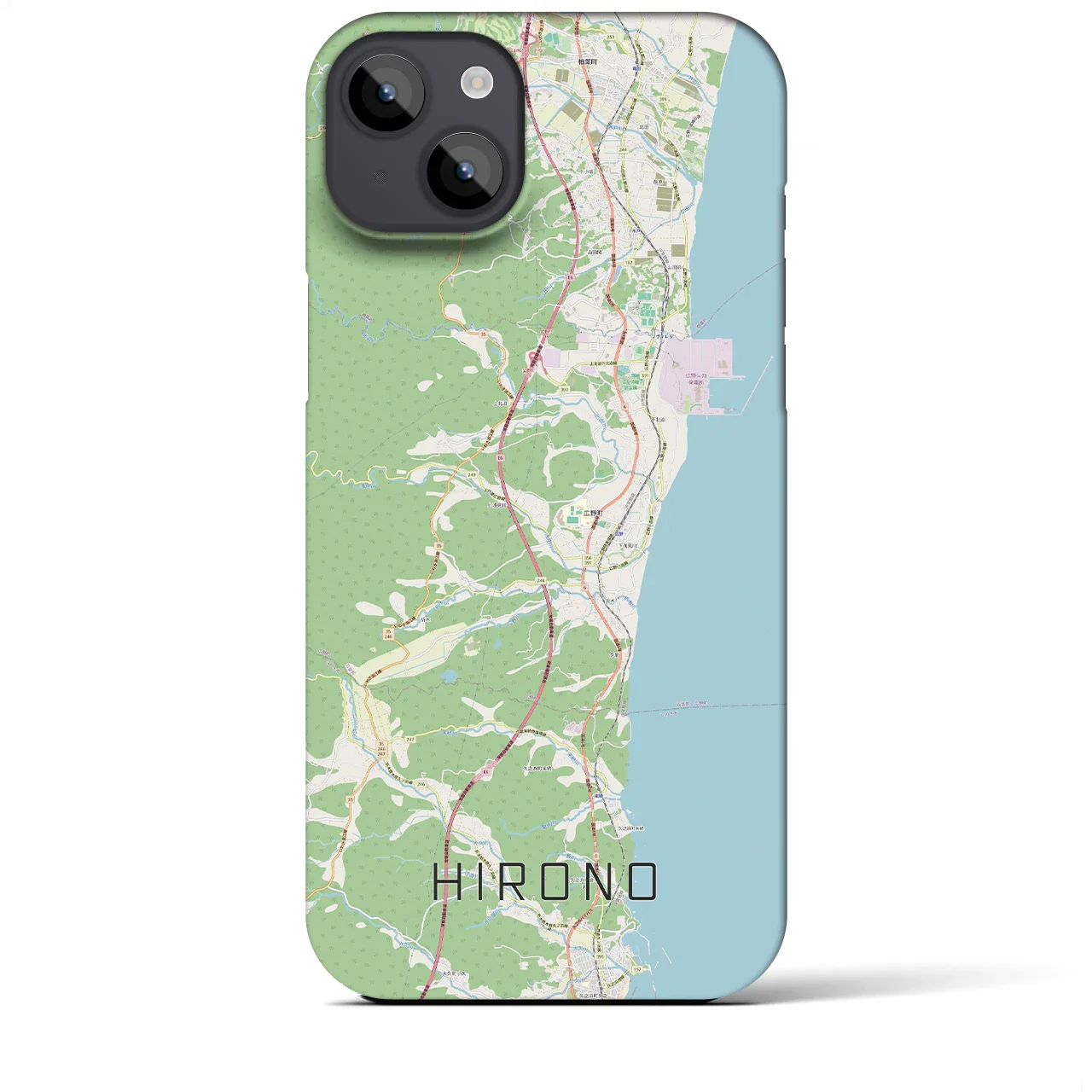 【広野（福島県）】地図柄iPhoneケース（バックカバータイプ）