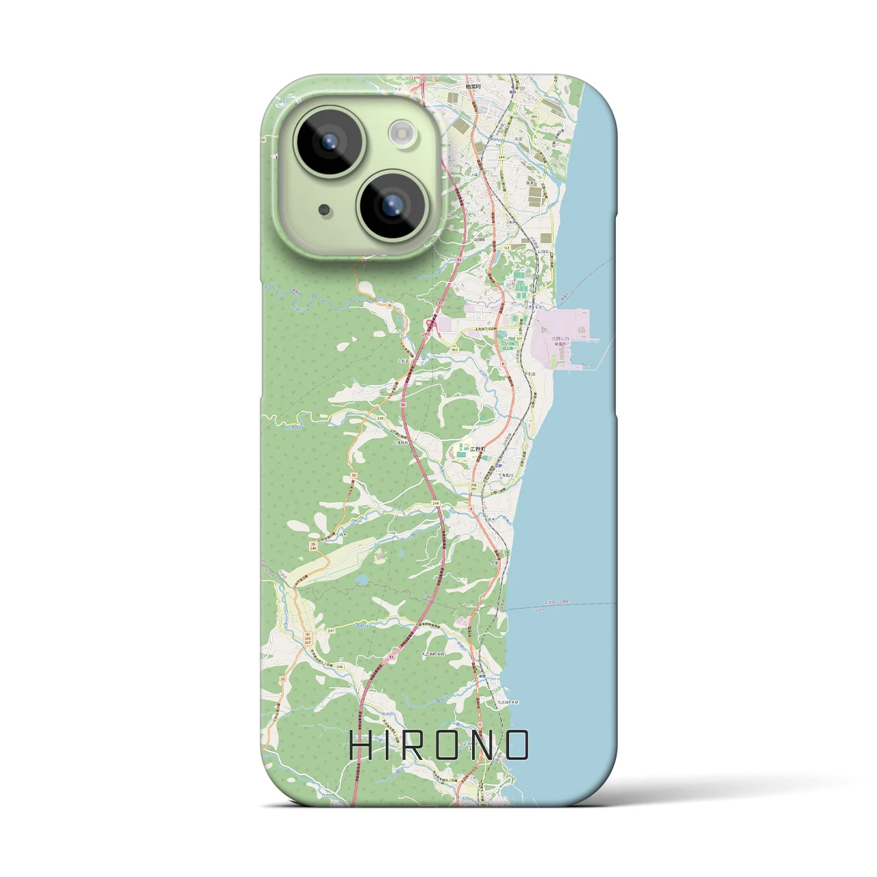 【広野】地図柄iPhoneケース（バックカバータイプ・ナチュラル）iPhone 15 用
