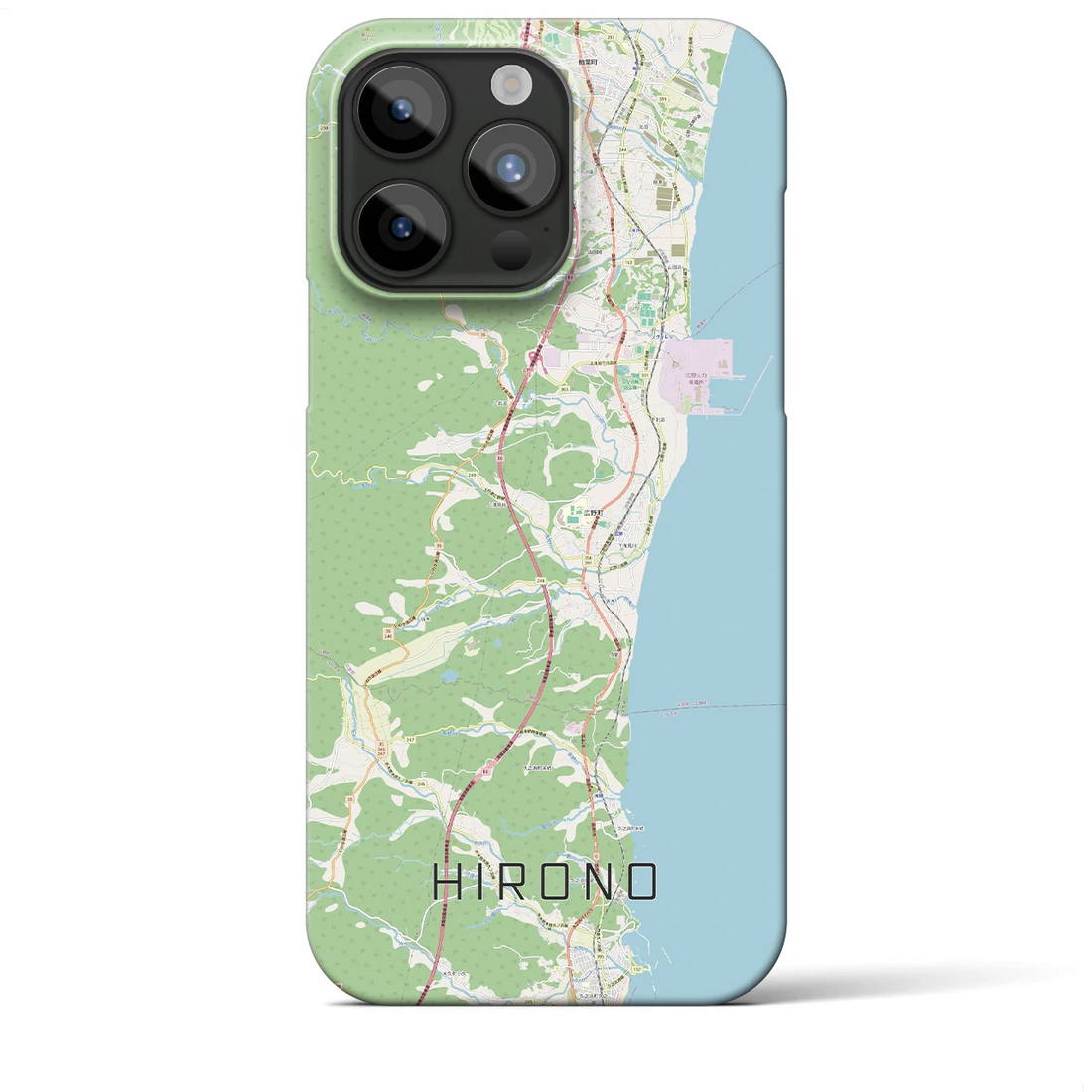 【広野】地図柄iPhoneケース（バックカバータイプ・ナチュラル）iPhone 15 Pro Max 用