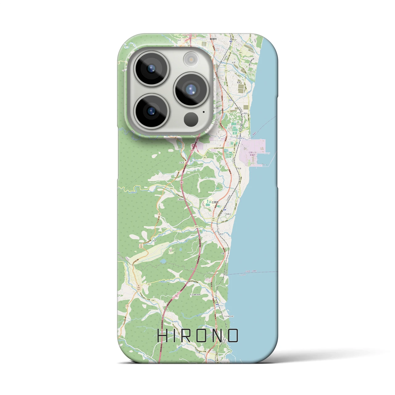 【広野】地図柄iPhoneケース（バックカバータイプ・ナチュラル）iPhone 15 Pro 用