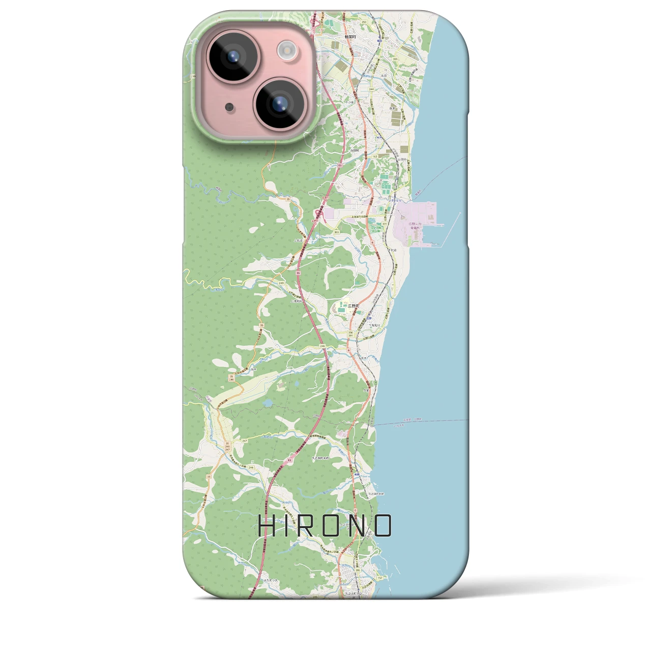 【広野】地図柄iPhoneケース（バックカバータイプ・ナチュラル）iPhone 15 Plus 用