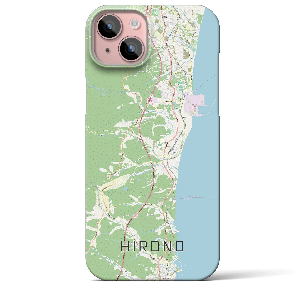 【広野（福島県）】地図柄iPhoneケース（バックカバータイプ）