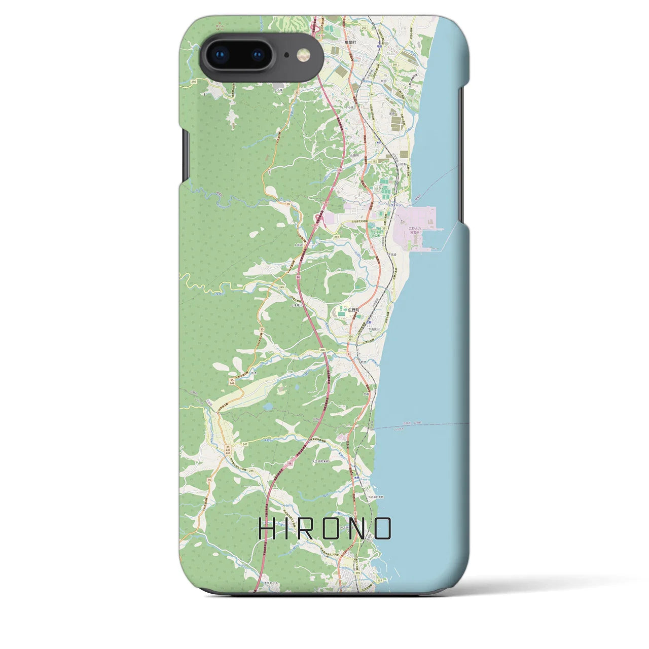 【広野（福島県）】地図柄iPhoneケース（バックカバータイプ）