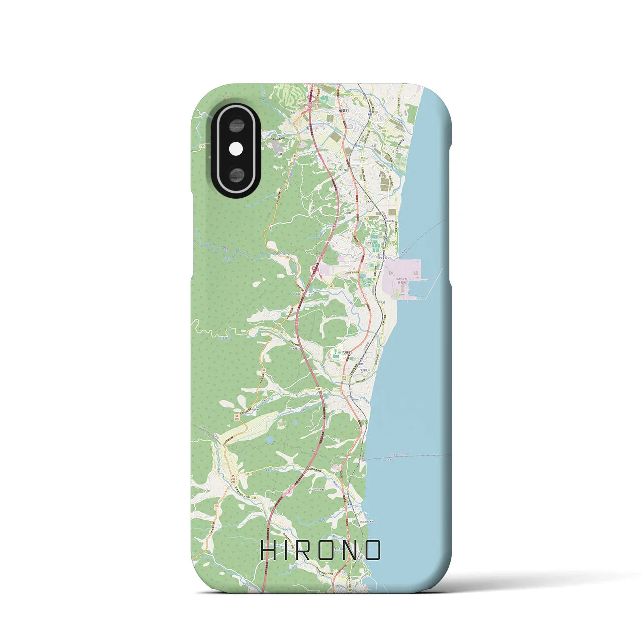 【広野（福島県）】地図柄iPhoneケース（バックカバータイプ）