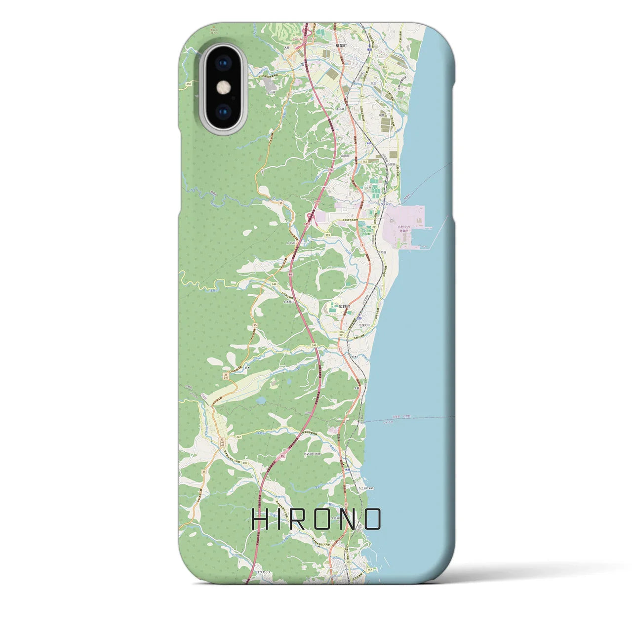 【広野（福島県）】地図柄iPhoneケース（バックカバータイプ）