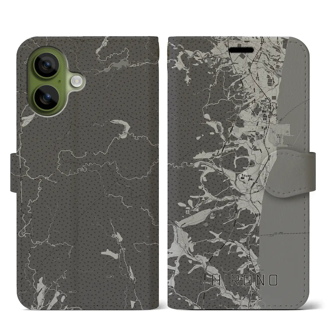 【広野（福島県）】地図柄iPhoneケース（手帳タイプ）