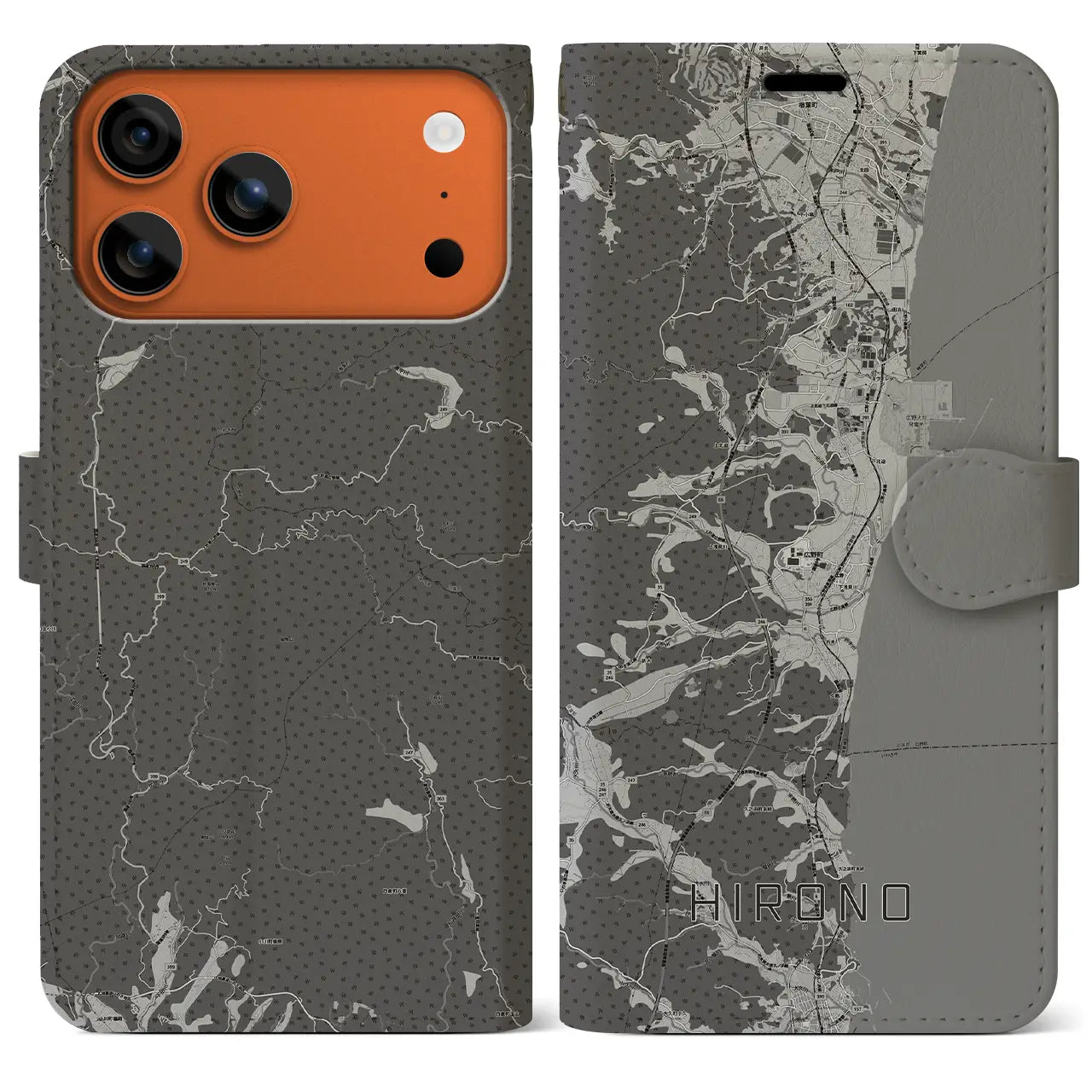 【広野（福島県）】地図柄iPhoneケース（手帳タイプ）