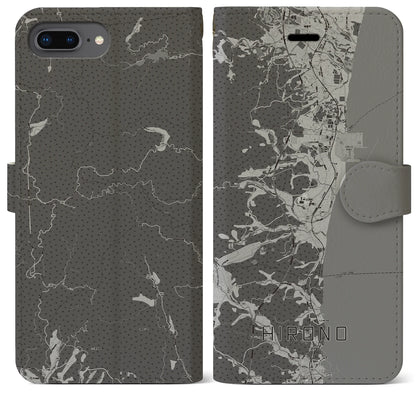 【広野（福島県）】地図柄iPhoneケース（手帳タイプ）モノトーン・iPhone 8Plus /7Plus / 6sPlus / 6Plus 用