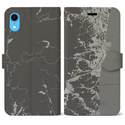 【広野（福島県）】地図柄iPhoneケース（手帳タイプ）モノトーン・iPhone XR 用