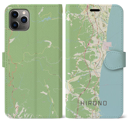 【広野（福島県）】地図柄iPhoneケース（手帳タイプ）ナチュラル・iPhone 11 Pro Max 用