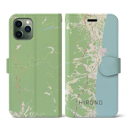 【広野（福島県）】地図柄iPhoneケース（手帳タイプ）ナチュラル・iPhone 11 Pro 用