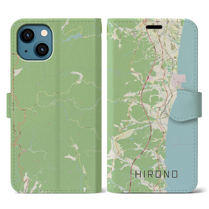 【広野（福島県）】地図柄iPhoneケース（手帳タイプ）ナチュラル・iPhone 13 用