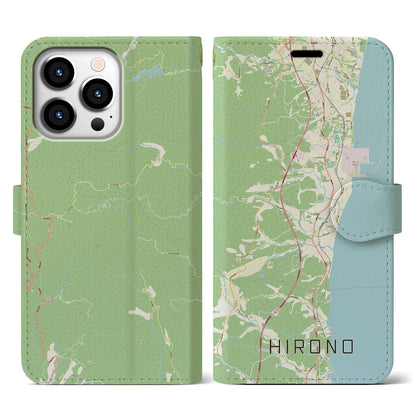 【広野（福島県）】地図柄iPhoneケース（手帳タイプ）ナチュラル・iPhone 13 Pro 用