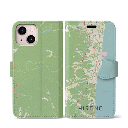 【広野（福島県）】地図柄iPhoneケース（手帳タイプ）ナチュラル・iPhone 13 mini 用