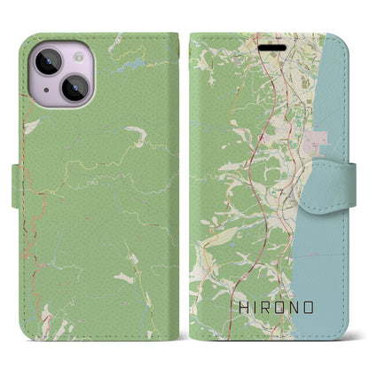 【広野（福島県）】地図柄iPhoneケース（手帳タイプ）ナチュラル・iPhone 14 用
