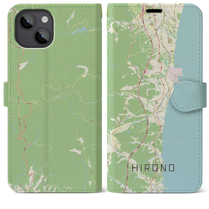 【広野（福島県）】地図柄iPhoneケース（手帳タイプ）ナチュラル・iPhone 14 Plus 用