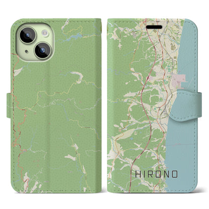 【広野（福島県）】地図柄iPhoneケース（手帳タイプ）ナチュラル・iPhone 15 用