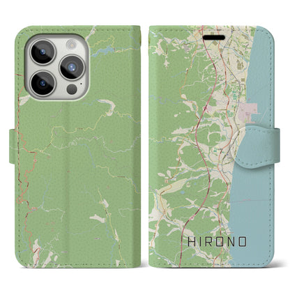 【広野（福島県）】地図柄iPhoneケース（手帳タイプ）ナチュラル・iPhone 15 Pro 用