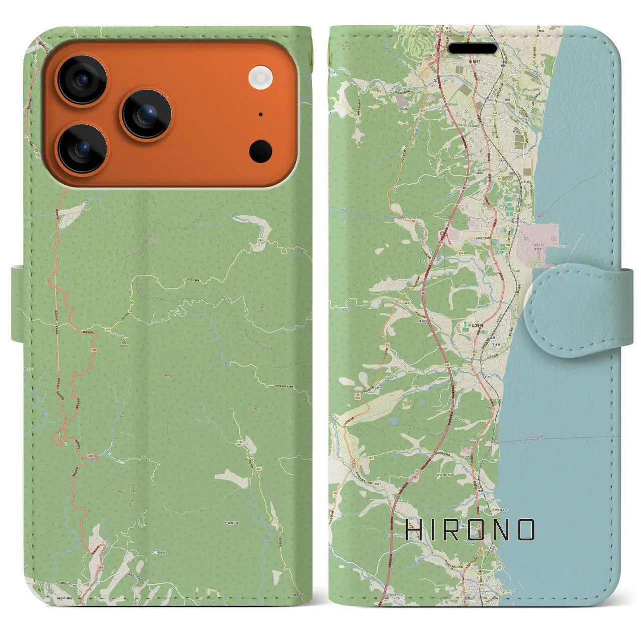 【広野（福島県）】地図柄iPhoneケース（手帳タイプ）