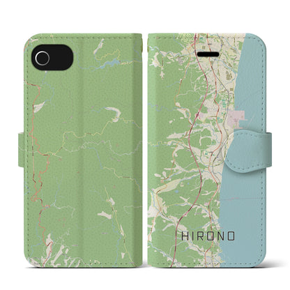 【広野（福島県）】地図柄iPhoneケース（手帳タイプ）ナチュラル・iPhone SE（第3 / 第2世代） / 8 / 7 / 6s / 6 用