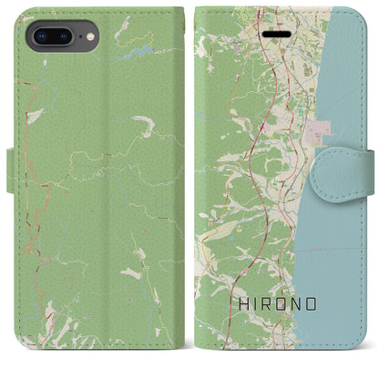【広野（福島県）】地図柄iPhoneケース（手帳タイプ）ナチュラル・iPhone 8Plus /7Plus / 6sPlus / 6Plus 用