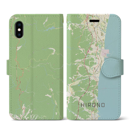【広野（福島県）】地図柄iPhoneケース（手帳タイプ）ナチュラル・iPhone XS / X 用