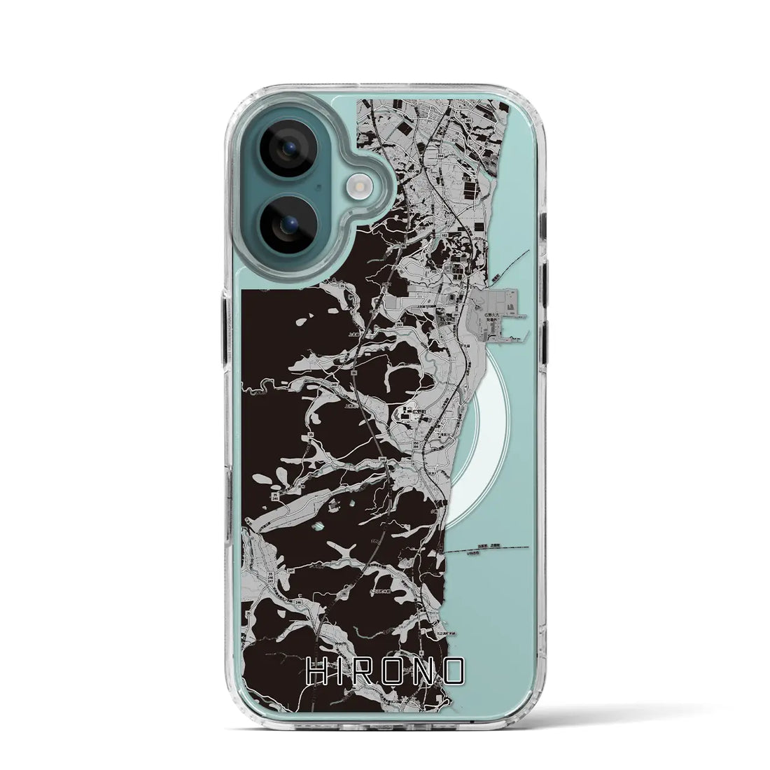 【広野（福島県）】地図柄iPhoneケース（MagSafeタイプ）モノトーン・iPhone 16 Pro 用