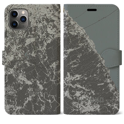 【洋野（岩手県）】地図柄iPhoneケース（手帳タイプ）モノトーン・iPhone 11 Pro Max 用