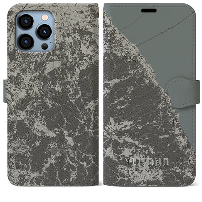 【洋野（岩手県）】地図柄iPhoneケース（手帳タイプ）モノトーン・iPhone 13 Pro Max 用