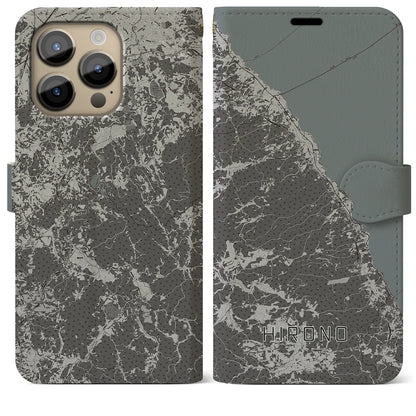 【洋野（岩手県）】地図柄iPhoneケース（手帳タイプ）モノトーン・iPhone 14 Pro Max 用