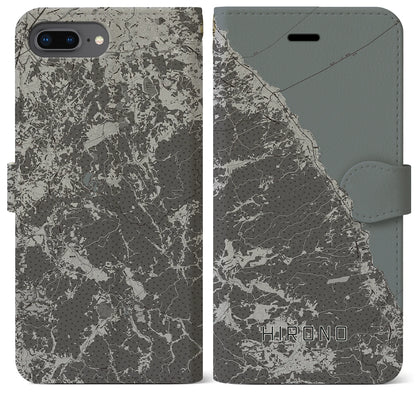 【洋野（岩手県）】地図柄iPhoneケース（手帳タイプ）モノトーン・iPhone 8Plus /7Plus / 6sPlus / 6Plus 用