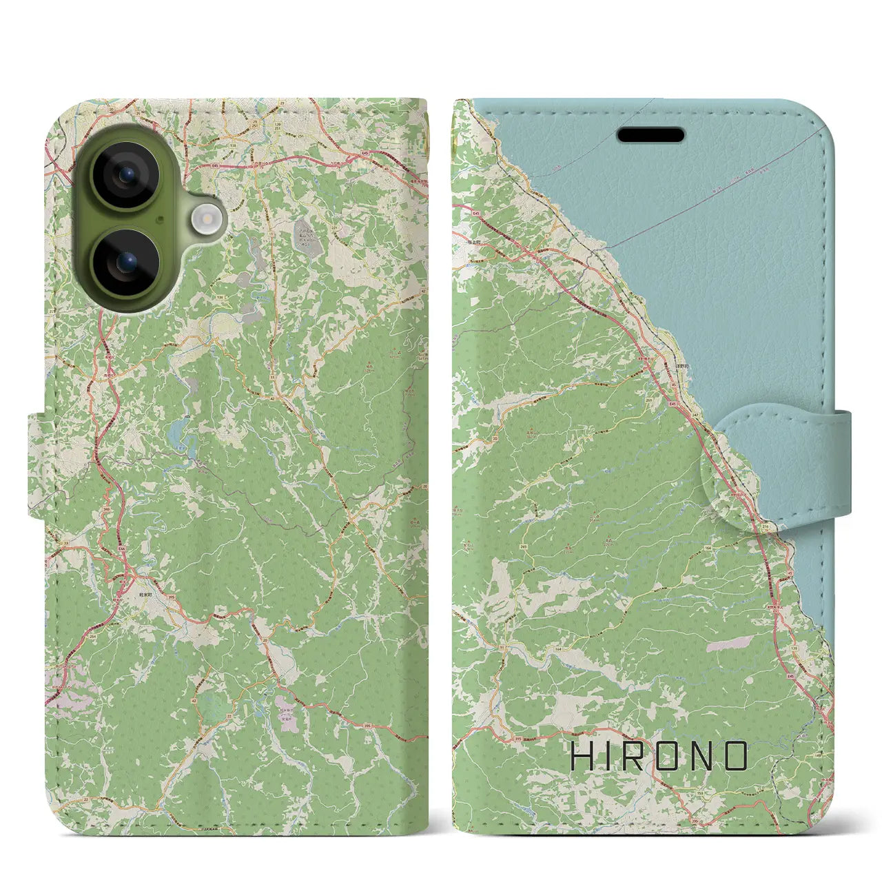 【洋野（岩手県）】地図柄iPhoneケース（手帳タイプ）